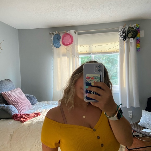 ✰ ✰ OFF THE SHOULDER MUSTARD YELLOW BODY SUIT ✰ ✰ - Picture 2 of 2